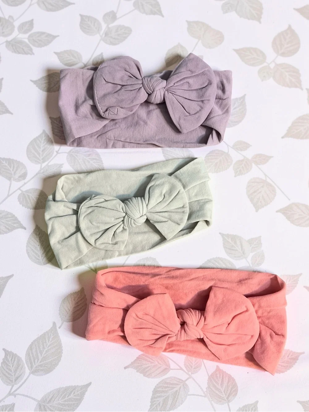 Handmade Baby Bow Headbands 3-Piece Set Pastel